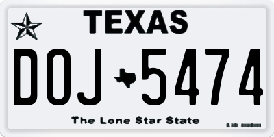 TX license plate DOJ5474