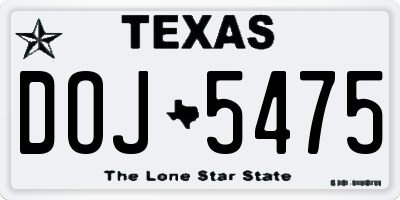 TX license plate DOJ5475
