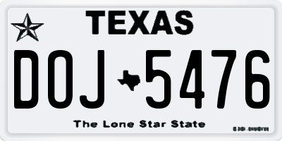 TX license plate DOJ5476