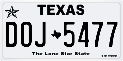 TX license plate DOJ5477