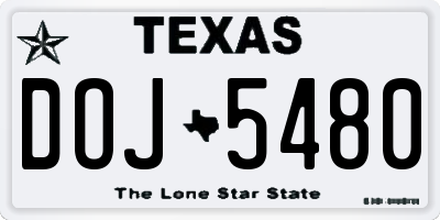TX license plate DOJ5480