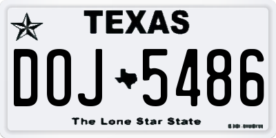 TX license plate DOJ5486