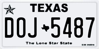 TX license plate DOJ5487