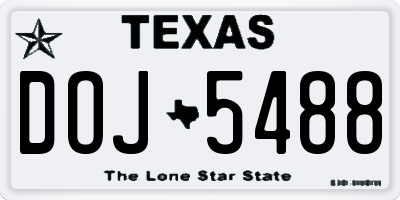 TX license plate DOJ5488