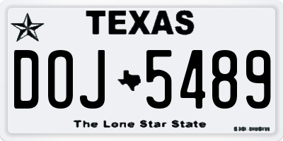 TX license plate DOJ5489