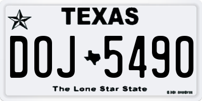 TX license plate DOJ5490