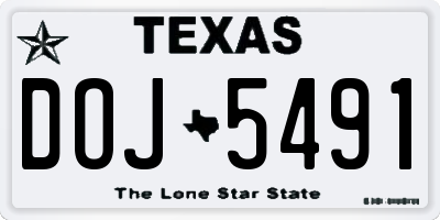 TX license plate DOJ5491