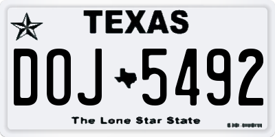 TX license plate DOJ5492