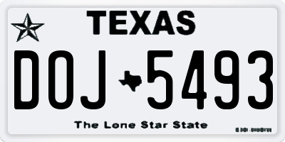 TX license plate DOJ5493