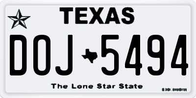 TX license plate DOJ5494