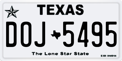 TX license plate DOJ5495