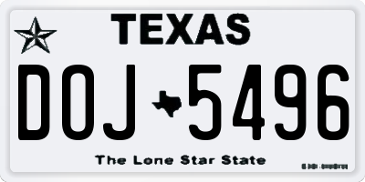 TX license plate DOJ5496