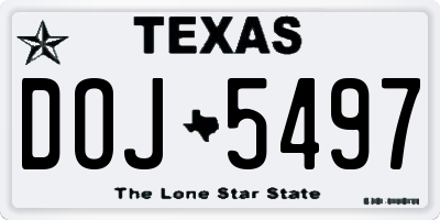TX license plate DOJ5497