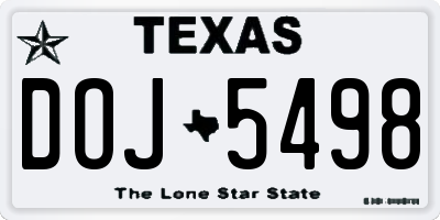 TX license plate DOJ5498