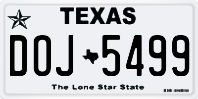 TX license plate DOJ5499