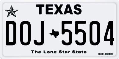 TX license plate DOJ5504