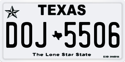 TX license plate DOJ5506