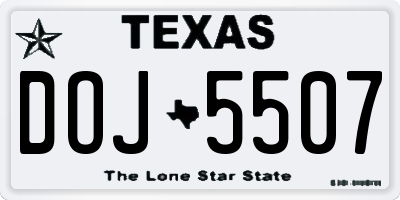 TX license plate DOJ5507