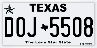 TX license plate DOJ5508