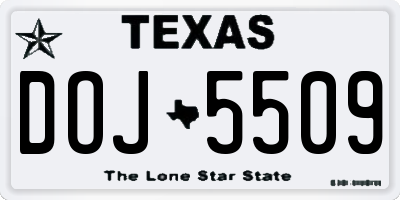 TX license plate DOJ5509