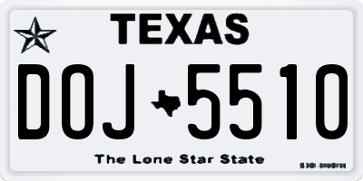 TX license plate DOJ5510