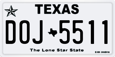 TX license plate DOJ5511