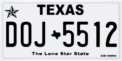 TX license plate DOJ5512