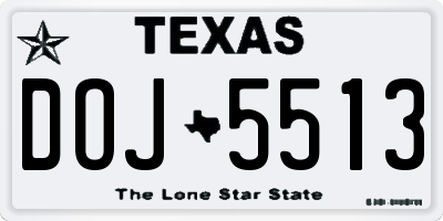 TX license plate DOJ5513