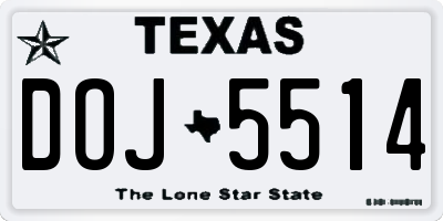 TX license plate DOJ5514