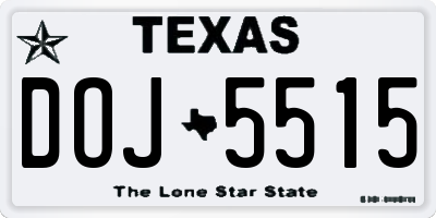 TX license plate DOJ5515