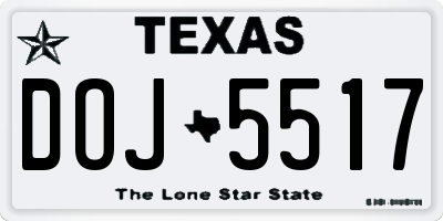TX license plate DOJ5517