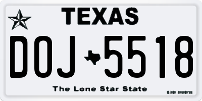 TX license plate DOJ5518