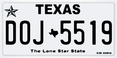 TX license plate DOJ5519