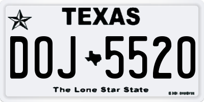 TX license plate DOJ5520