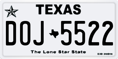 TX license plate DOJ5522