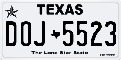 TX license plate DOJ5523