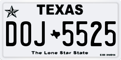 TX license plate DOJ5525