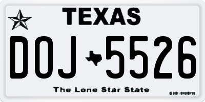 TX license plate DOJ5526