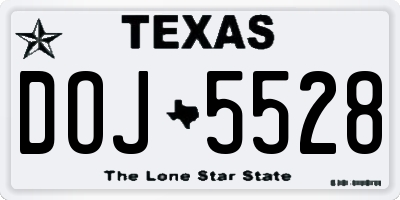 TX license plate DOJ5528