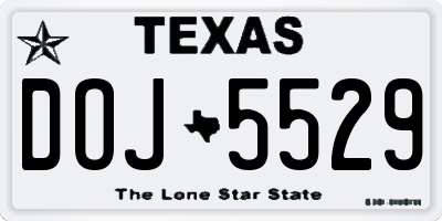 TX license plate DOJ5529
