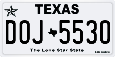 TX license plate DOJ5530