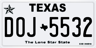 TX license plate DOJ5532