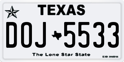 TX license plate DOJ5533
