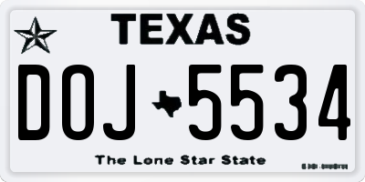 TX license plate DOJ5534