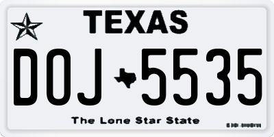 TX license plate DOJ5535