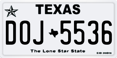 TX license plate DOJ5536