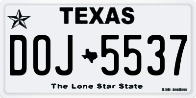 TX license plate DOJ5537