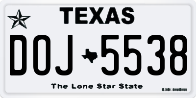TX license plate DOJ5538