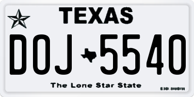 TX license plate DOJ5540