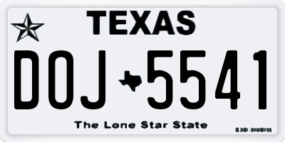 TX license plate DOJ5541